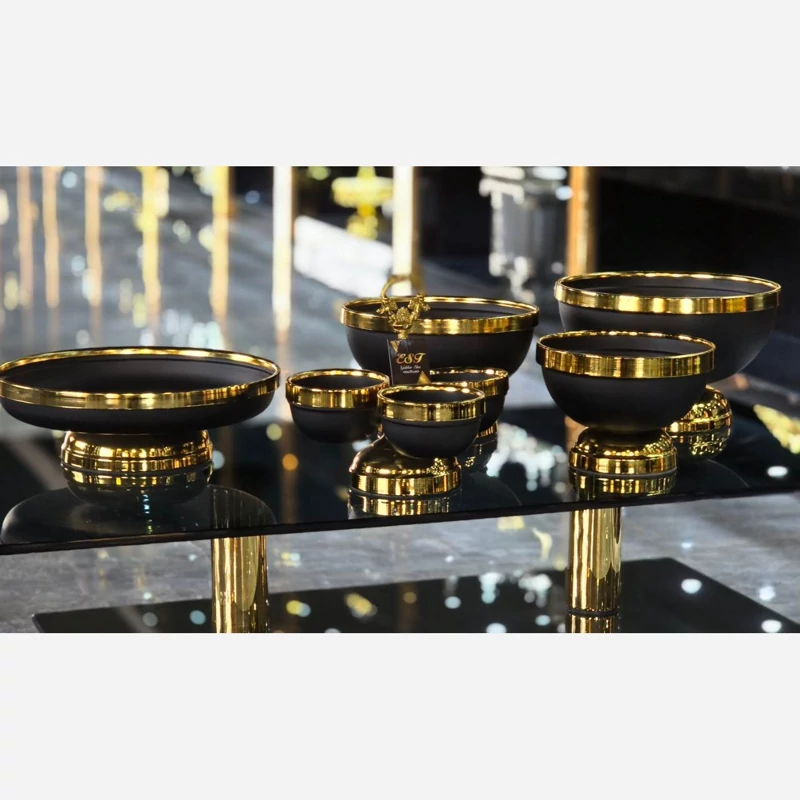 سرویس پذیرایی 5 تیکه مشکی طلایی