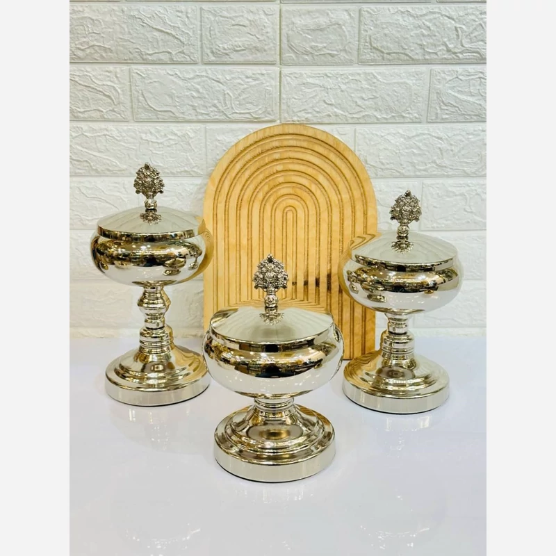 شکلات خوری 3 سایز توپی نقره ای